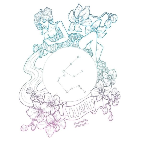 Водолей рисунок карандашом