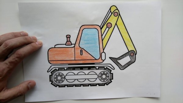 Экскаватор карандашом для детей