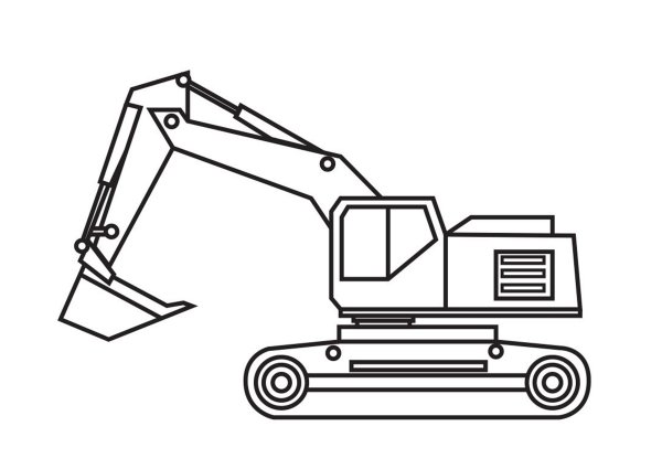 Экскаватор рисунок для детей легкий