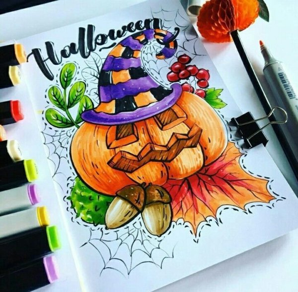 Ведьма скетч маркерами