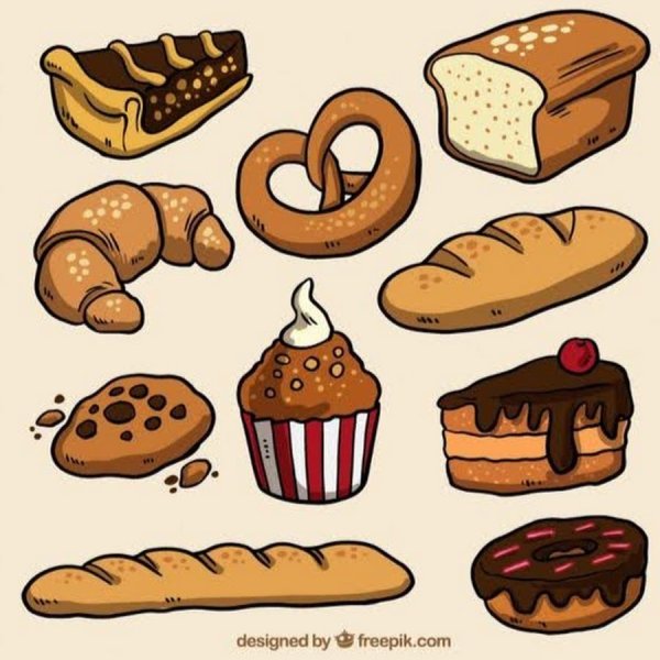 Нарисовать булочные изделия