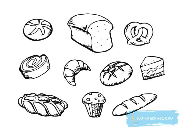 Хлеб раскраска для детей