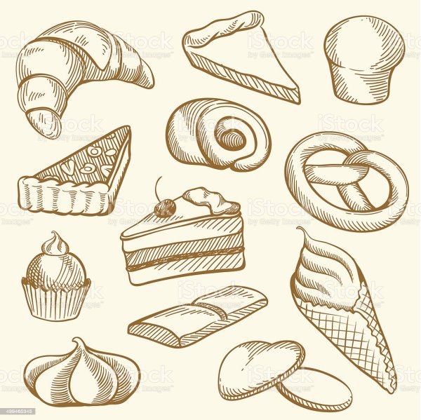 Кондитерские изделия карандашом