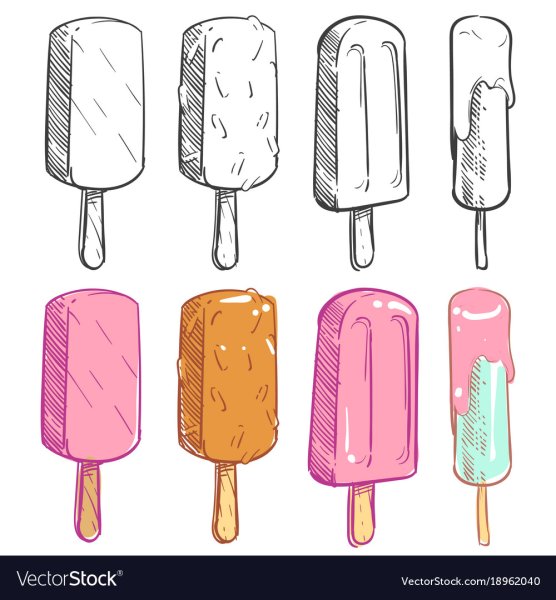 Мороженое на палочке скетчинг