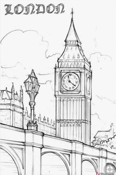 Биг Бен в Лондоне для срисовки