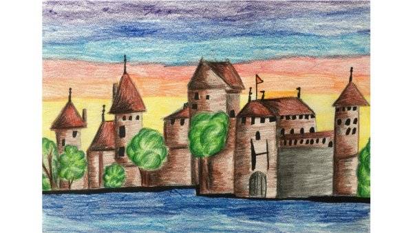 Тракайский замок Литва рисунок