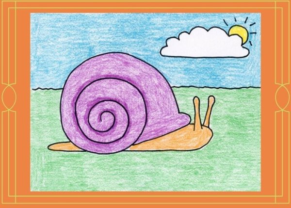Улитка раскраска для малышей