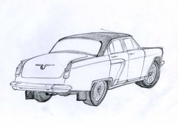 Волга рисунок карандашом