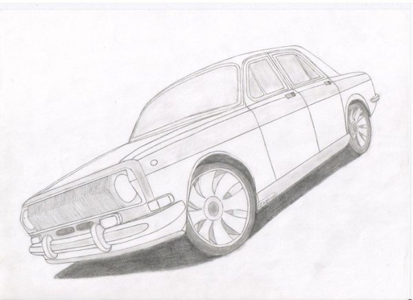 Волга ГАЗ 24 карандашом