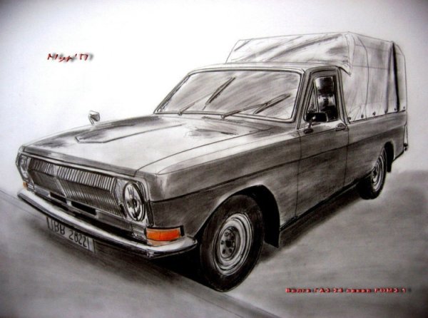 Рисунок Волги машины лёгкий