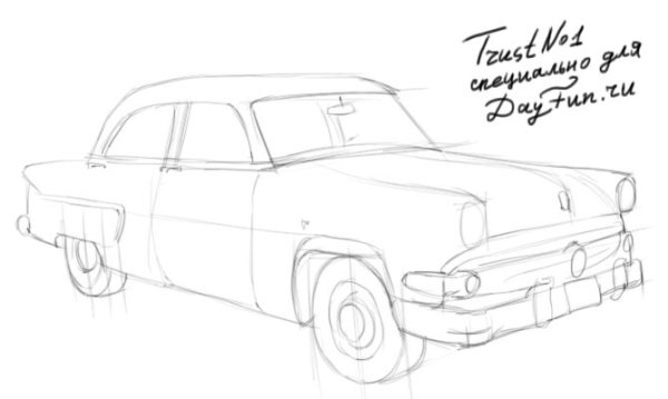 Легкие рисунки машины Волга