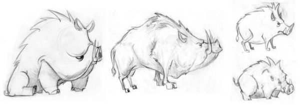 Кабан рисунок карандашом легкий