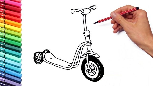 Раскраска трюковой самокат