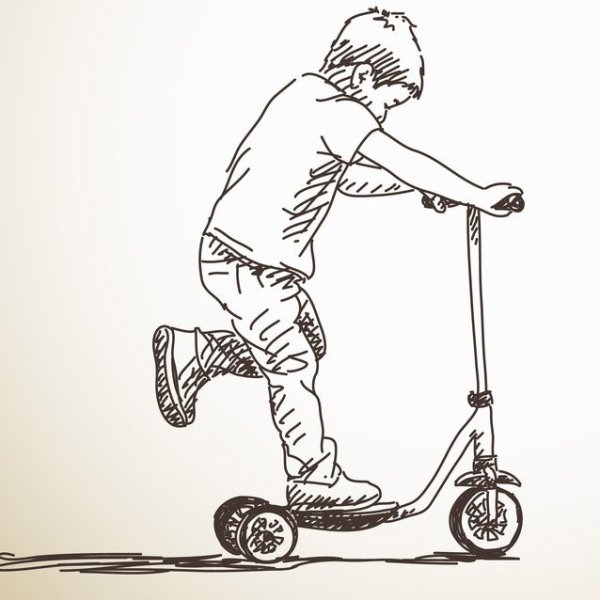 Раскраска трюковой самокат