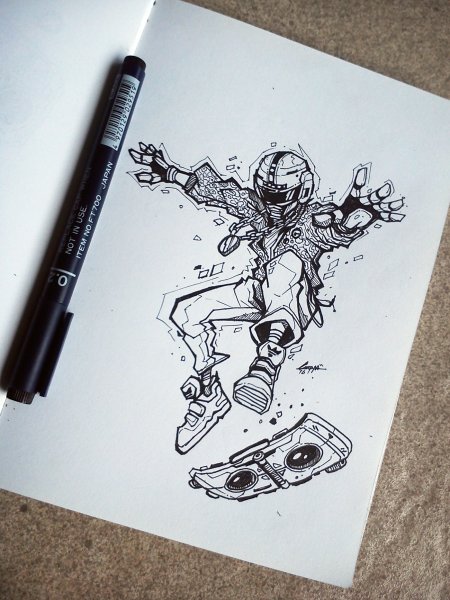 Скетчбук в стиле киберпанк