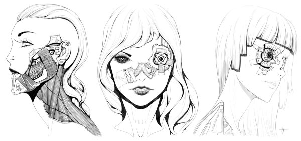 Киберпанк лицо скетч