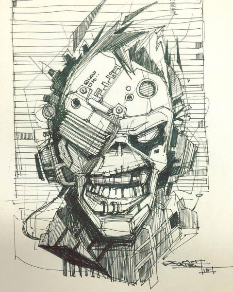 Скетчи в стиле киберпанк