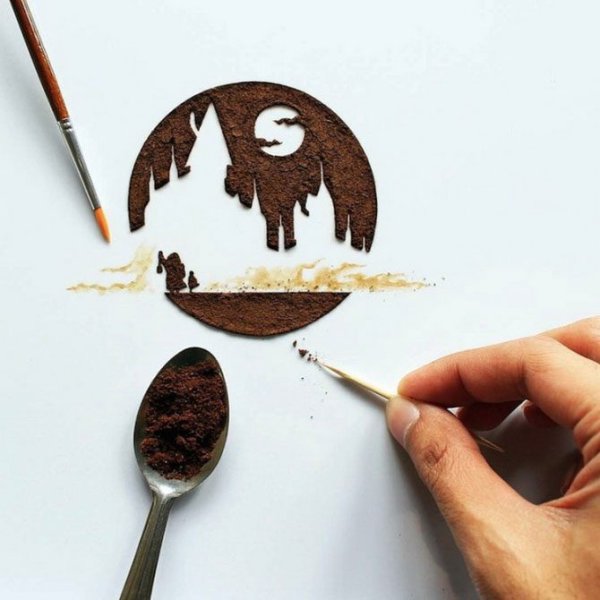 Кофе арт на бумаге