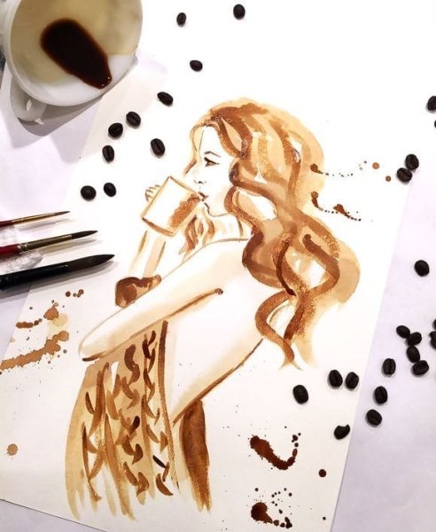 Рисование растворимым кофе