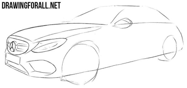 Нарисовать самый легкий Мерседес спереди