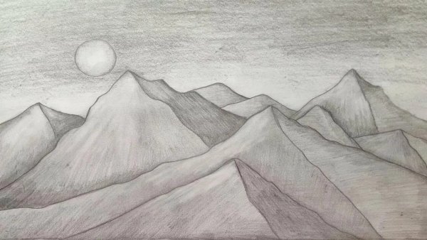 Горы рисунок легкий