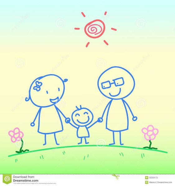 Рисунок семьи с маленьким ребенком