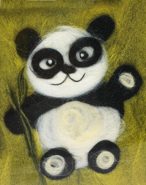 Шерстяная акварель Панда