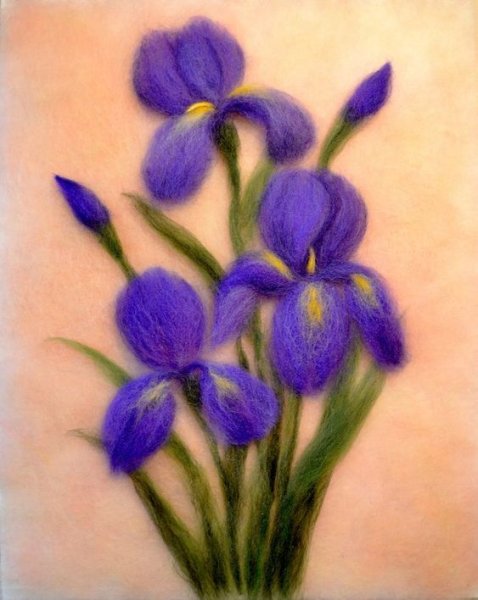 Ирисы из шерсти