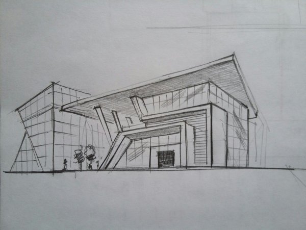 Архитектурные здания карандашом