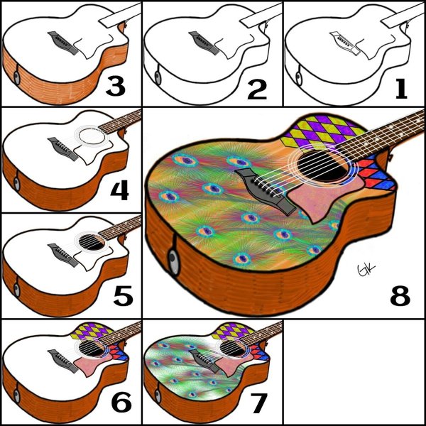 Струнный музыкальный инструмент укулеле рисунок