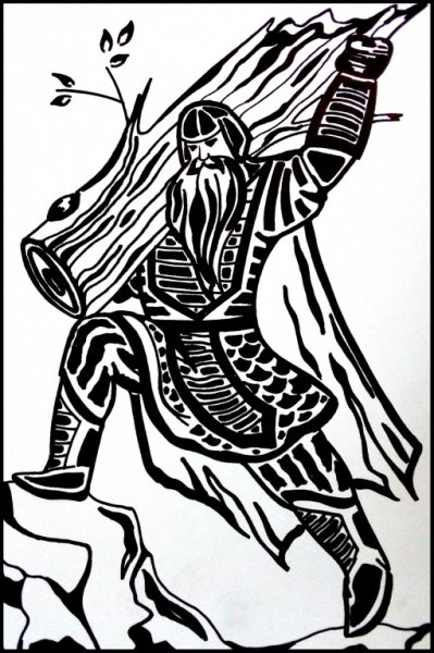 Богатырь Илья Муромец карандашом