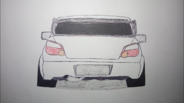 Зад машины карандашом