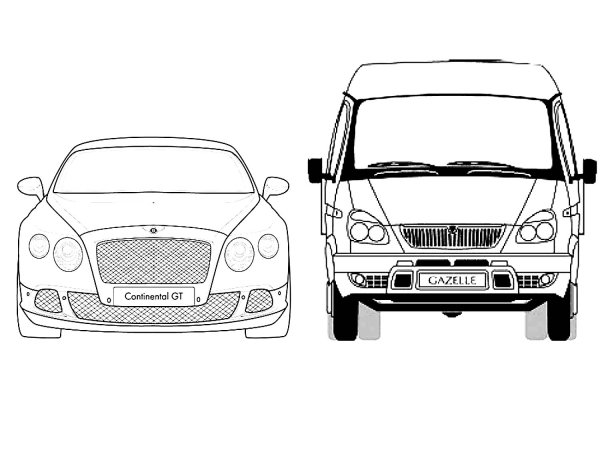 Контуры автомобилей для рисования
