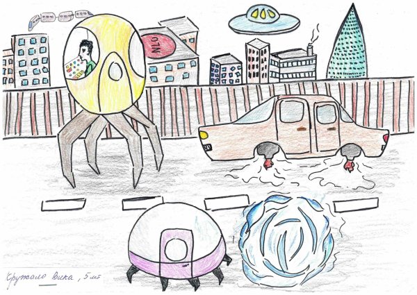 Город будущего рисунок для детей