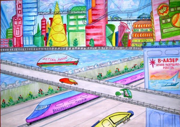 Город будущего рисунок