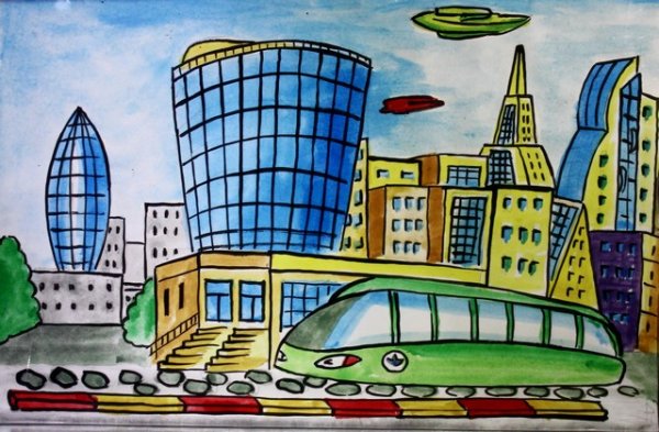 Город будущего рисунок