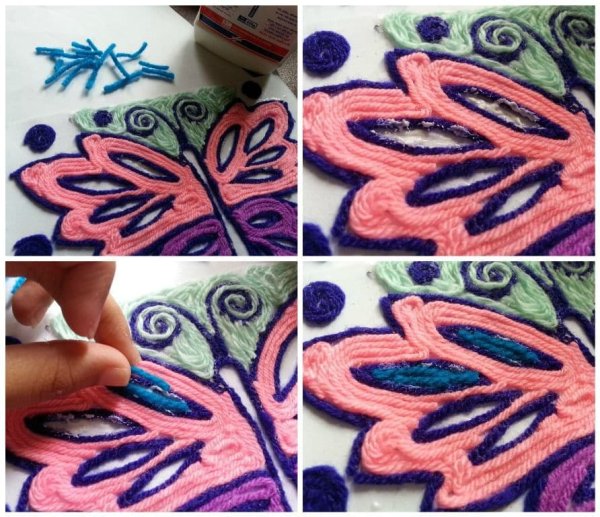 Картины из шерстяных ниток и клея