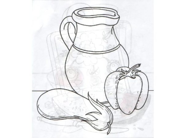 Натюрморт с фруктами цветными карандашами