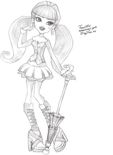 Монстр Хай Дракулаура нарисовать карандашом