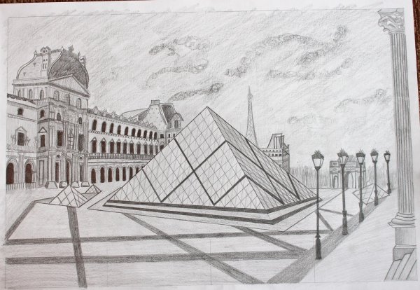 Архитектурный пейзаж карандашом