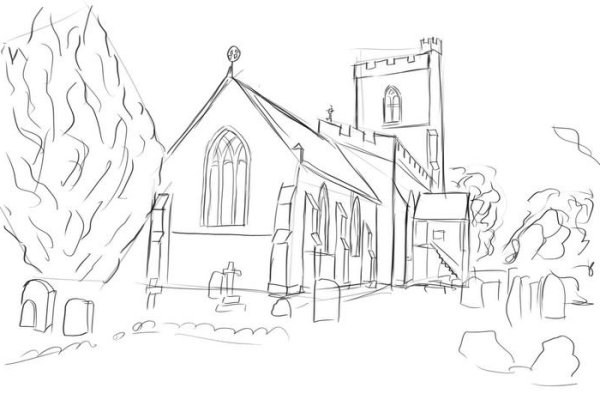 Поэтапное рисование города