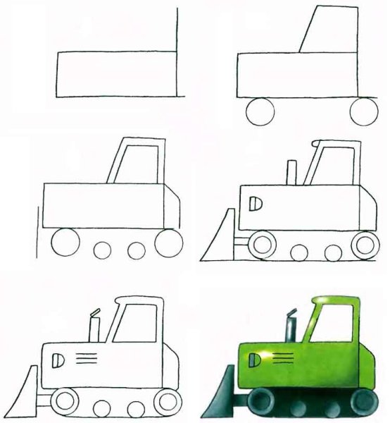 Трактор для срисовки для детей
