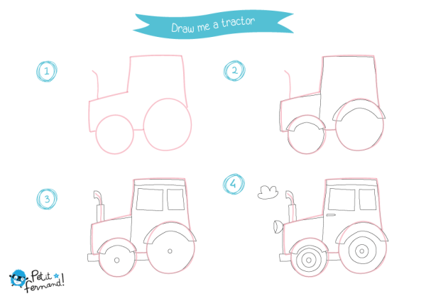 Трактор раскраска для малышей цветная