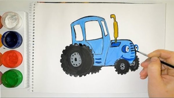 Синий трактор грязный трактор