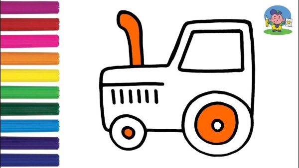 Синий трактор рисовать