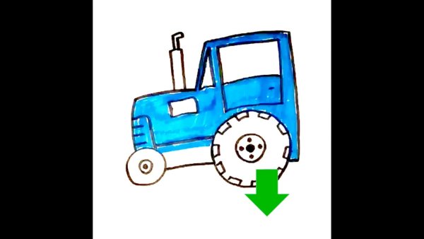 Синий трактор нарисовать пошагово
