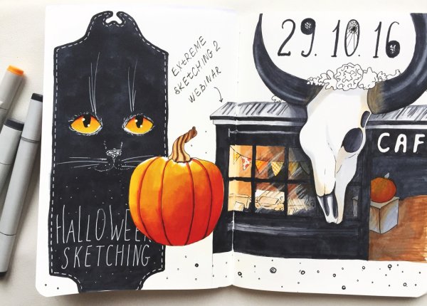 Скетчи маркерами Хэллоуин