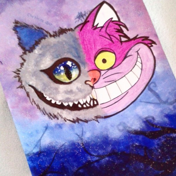 Чеширский кот карандашом поэтапно