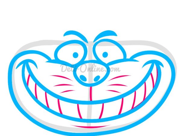 Чеширский кот карандашом для срисовки