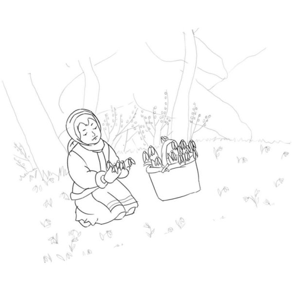 Раскраска к сказке 12 месяцев падчерица